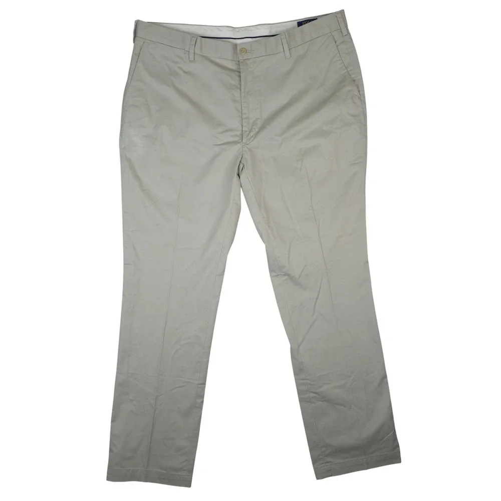 Polo Ralph Lauren Chino Pants Mens 42x36‎ Khaki Tan Stretch Classic Fit Cotton